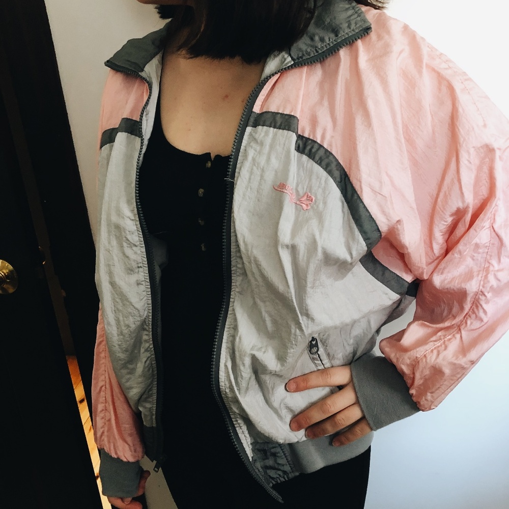 Vintage Pink and White Adolfo WindBreaker
